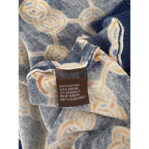 J. McLaughlin Large Cardigan Kristyn Blue Gold Heraldic Knot Chain Sweater - Picture 7 of 7